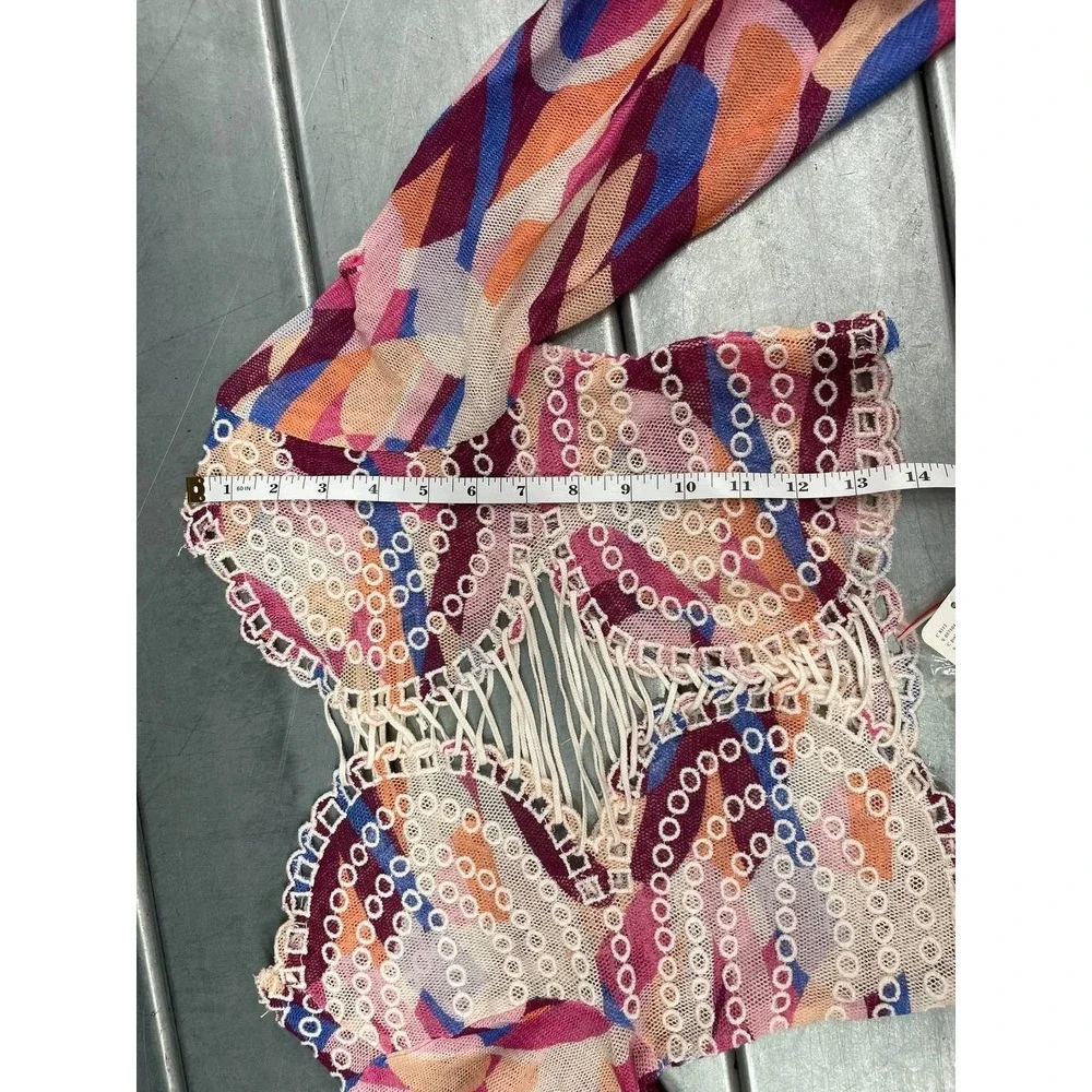 Free People Multicolor Crochet Sequin Bell Sleeve Crop Top